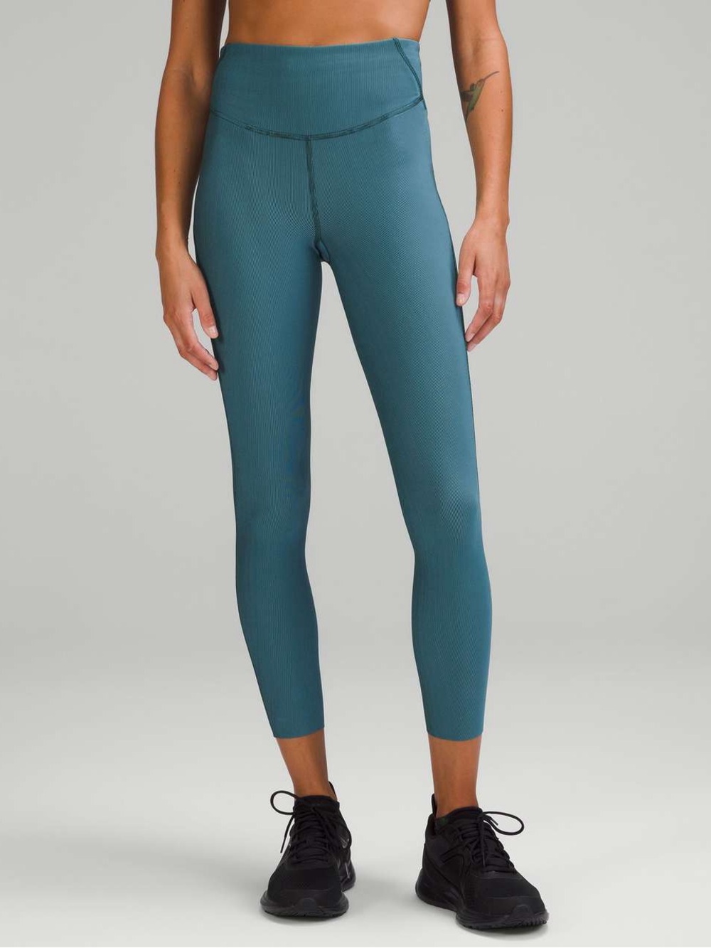 Lululemon Base Pace High-Rise Tight 25" Two-Tone‎ Ribbed Green Jasper Blue 14